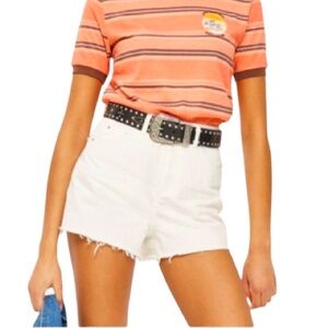 Topshop Moto Mom Comfort Stretch Shorts White Size 10 EUC
